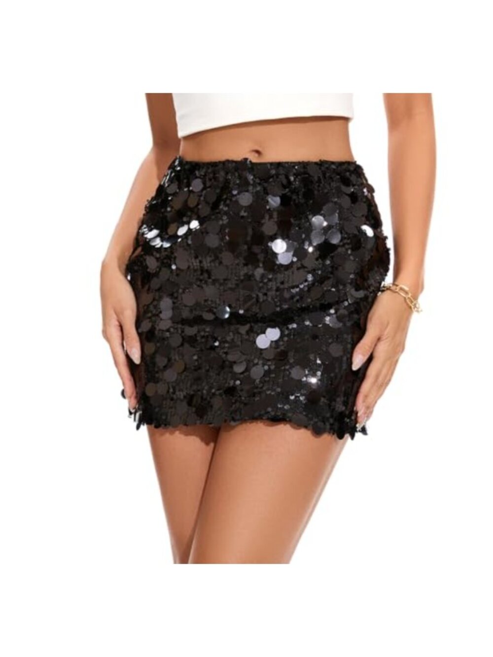 Women's Sequin Mini Skirt Stretchy Bodycon Glitter Party Night Out